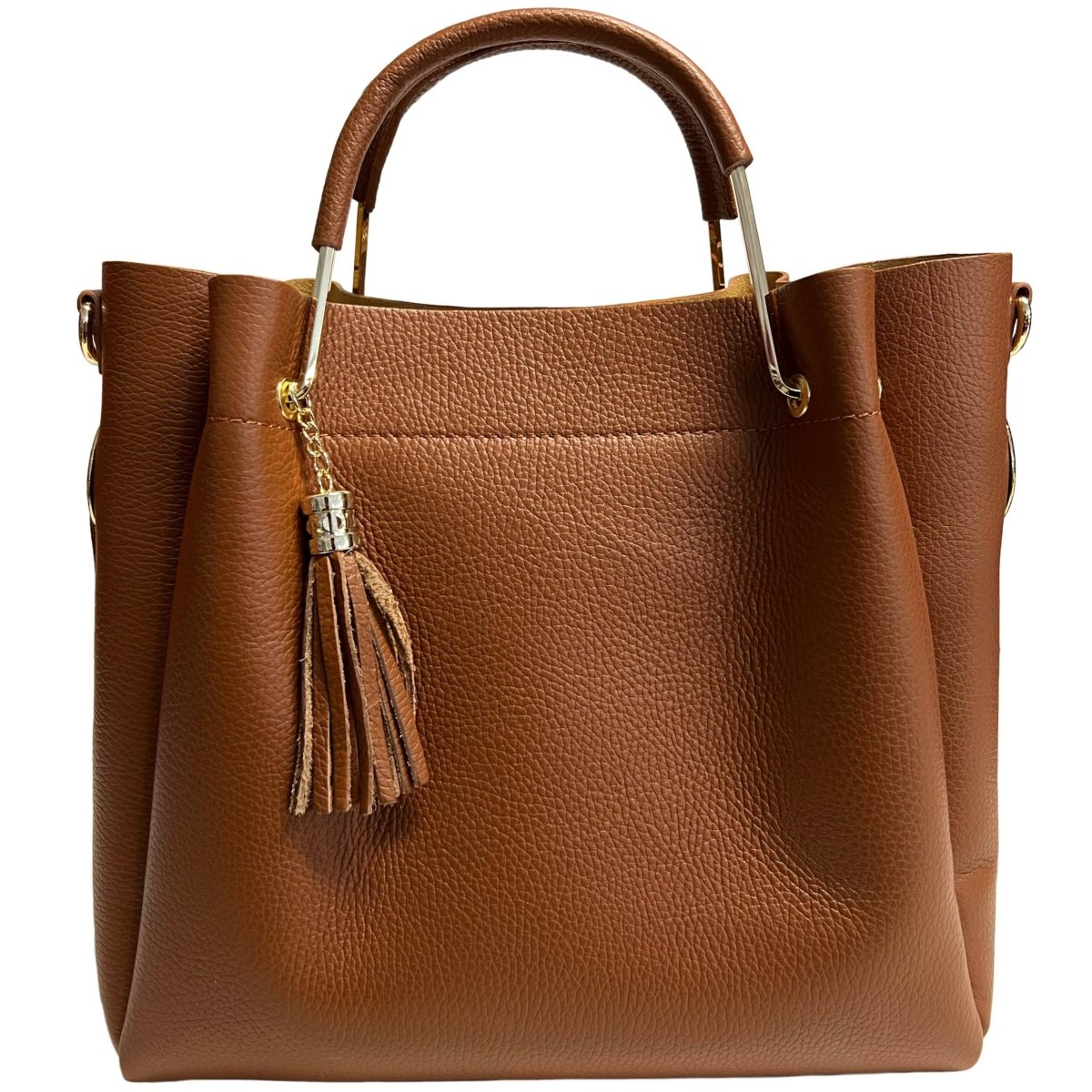 Italian Leather Bucket Bag with Inner Pouch - The Aegean Aviary