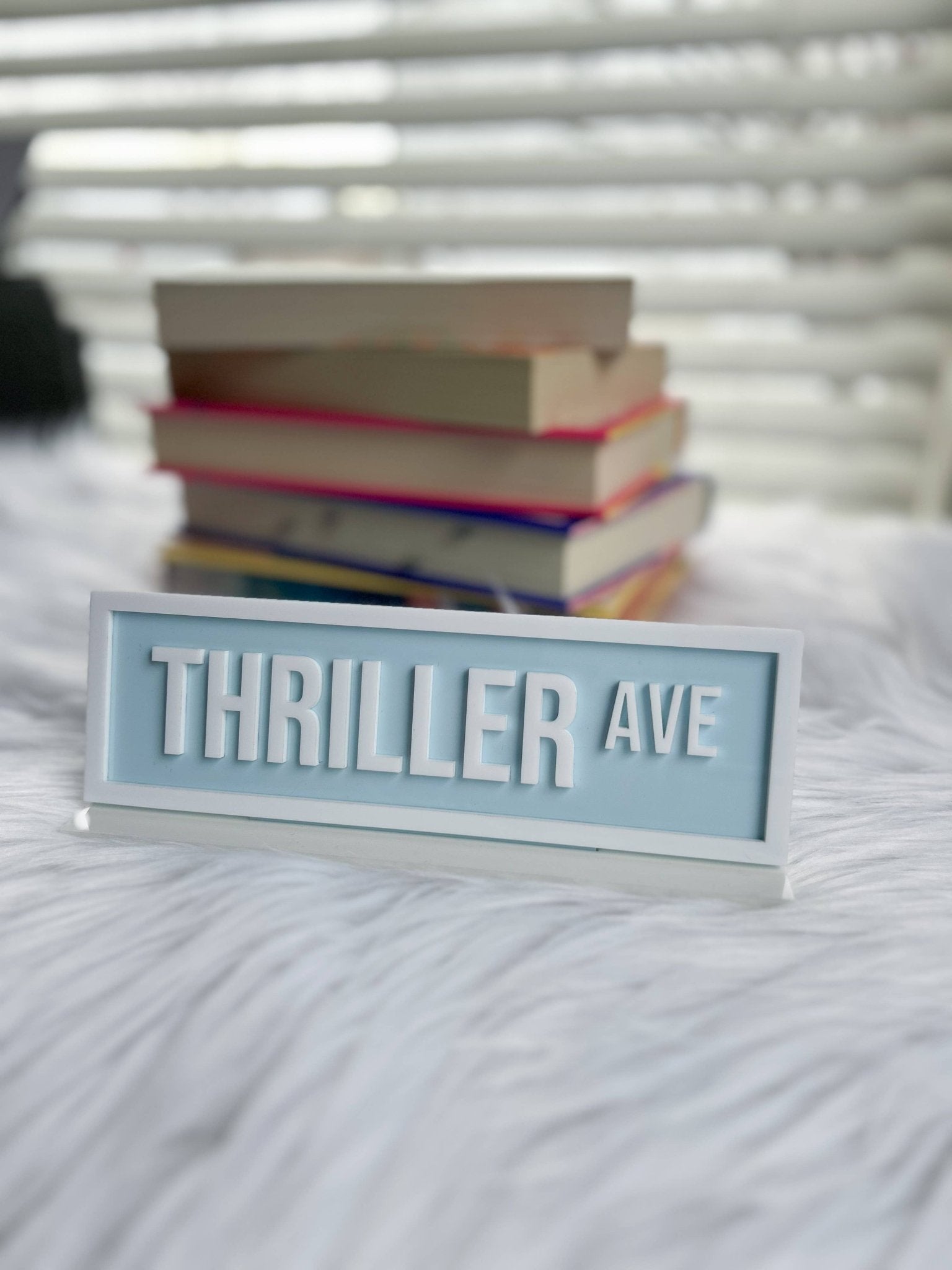 Thriller Ave Acrylic Shelf Sign w/ Stand - The Aegean Aviary