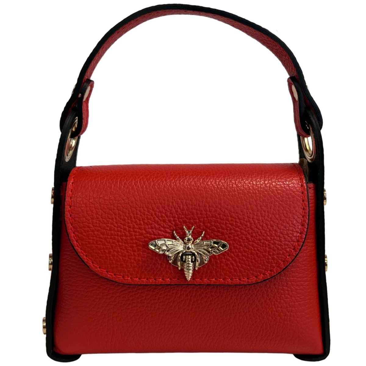 Italian Leather Mini Bag with Bee Closure - The Aegean Aviary