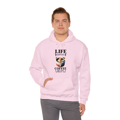 Life Happens, Coffee Helps Unisex Heavy Blend™ Hooded Sweatshirt