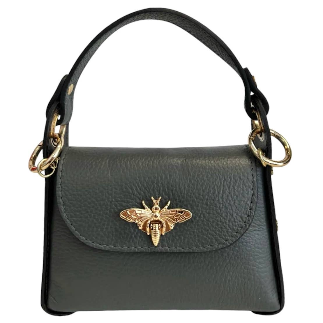 Italian Leather Mini Bag with Bee Closure - The Aegean Aviary