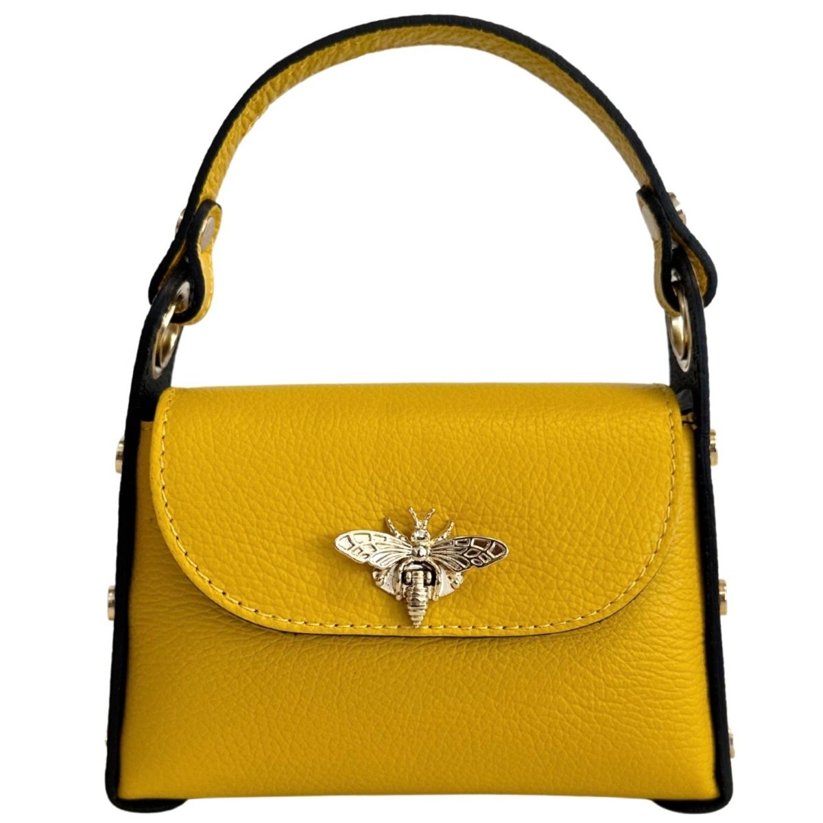 Italian Leather Mini Bag with Bee Closure - The Aegean Aviary