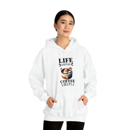 Life Happens, Coffee Helps Unisex Heavy Blend™ Hooded Sweatshirt