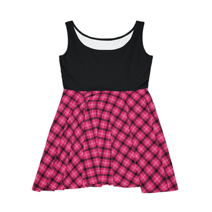 Pink and Black Plaid Skater Dress
