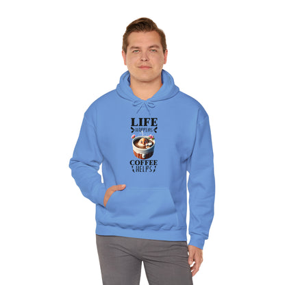 Life Happens, Coffee Helps Unisex Heavy Blend™ Hooded Sweatshirt