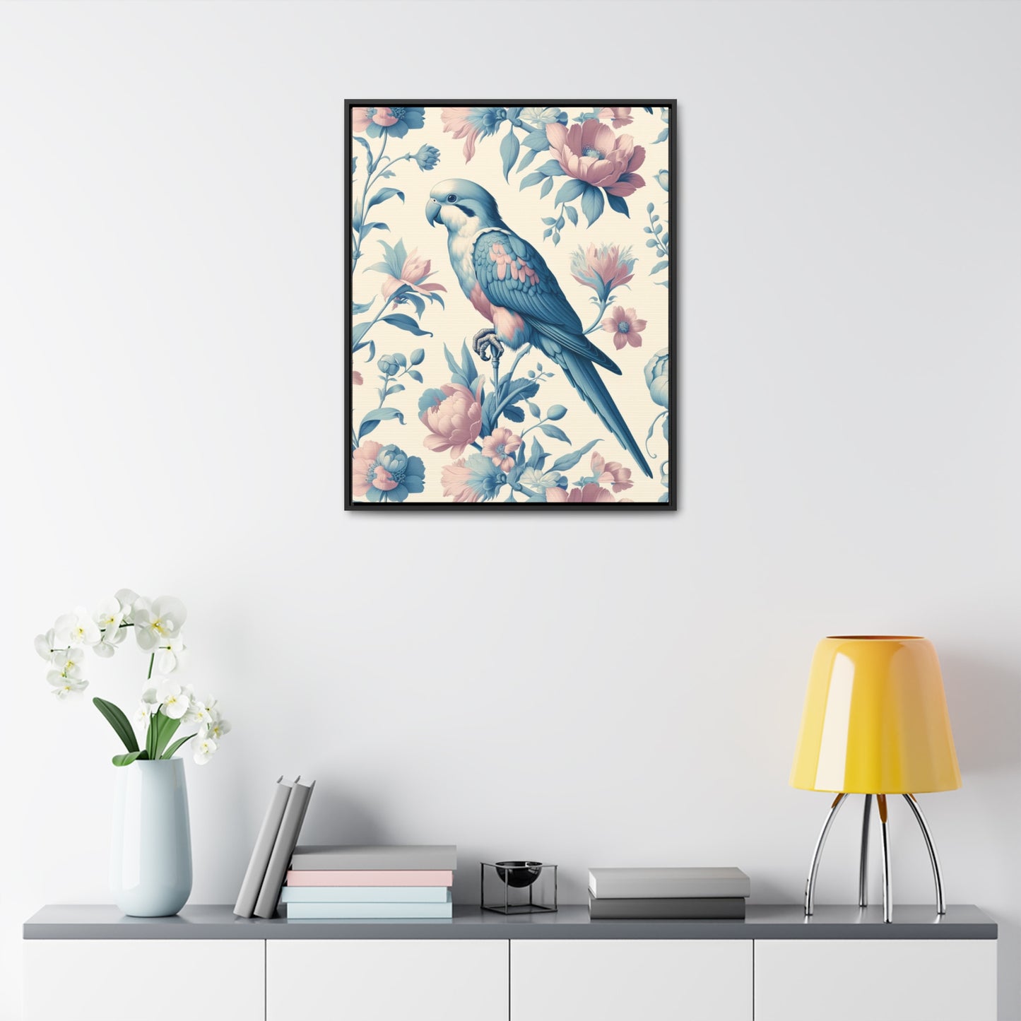 Quaker Parrot Vertical Framed Art