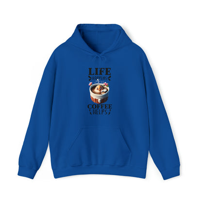 Life Happens, Coffee Helps Unisex Heavy Blend™ Hooded Sweatshirt