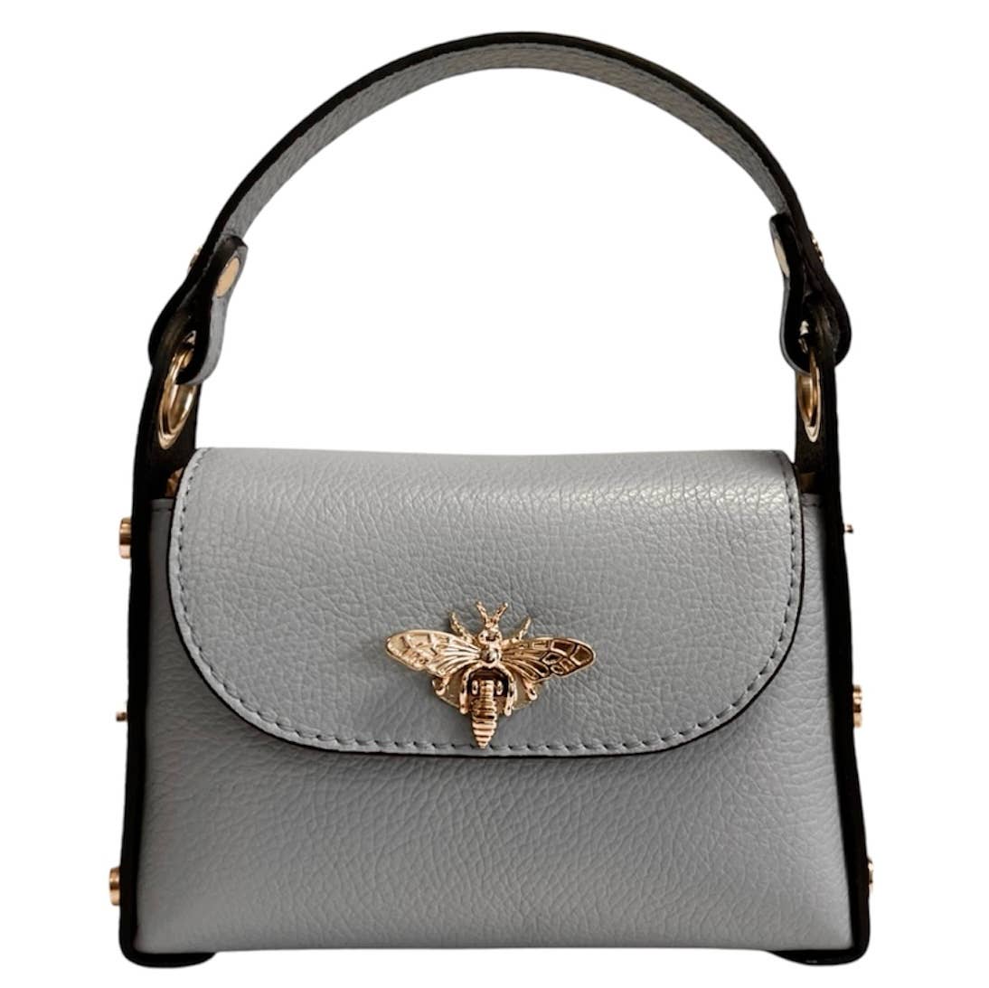 Italian Leather Mini Bag with Bee Closure - The Aegean Aviary