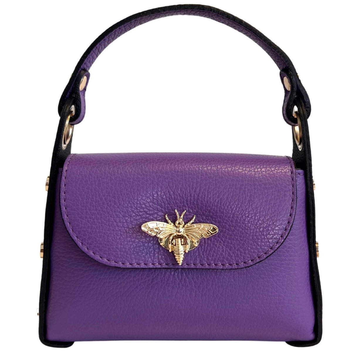 Italian Leather Mini Bag with Bee Closure - The Aegean Aviary