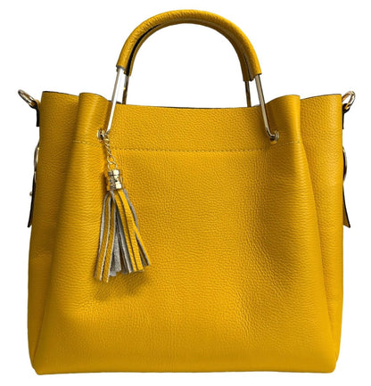 Italian Leather Bucket Bag with Inner Pouch - The Aegean Aviary