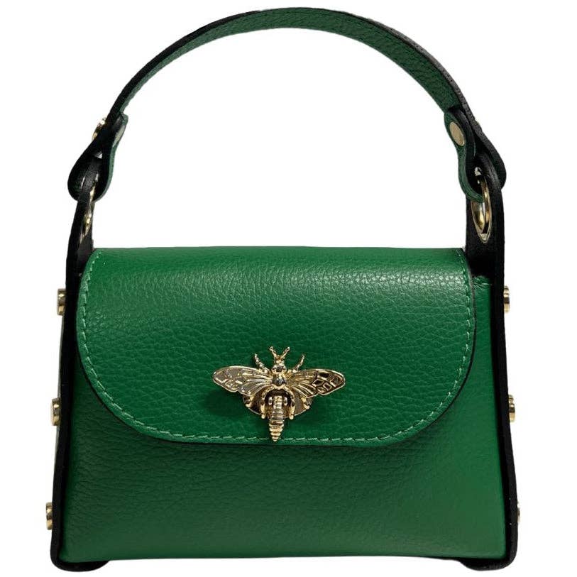 Italian Leather Mini Bag with Bee Closure - The Aegean Aviary