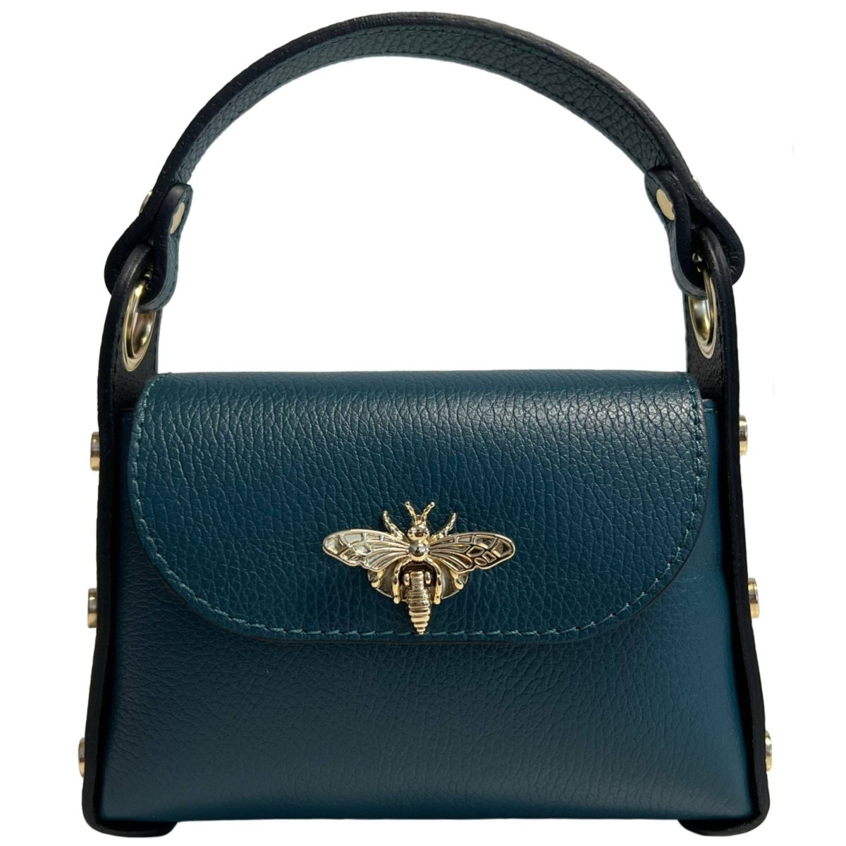 Italian Leather Mini Bag with Bee Closure - The Aegean Aviary