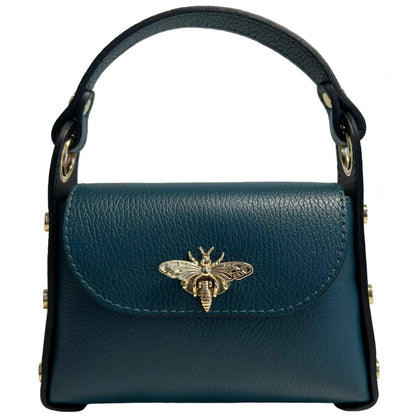 Italian Leather Mini Bag with Bee Closure - The Aegean Aviary