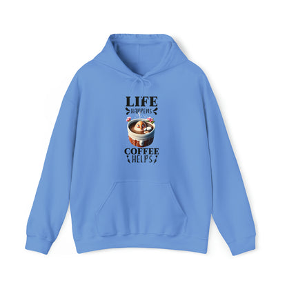 Life Happens, Coffee Helps Unisex Heavy Blend™ Hooded Sweatshirt