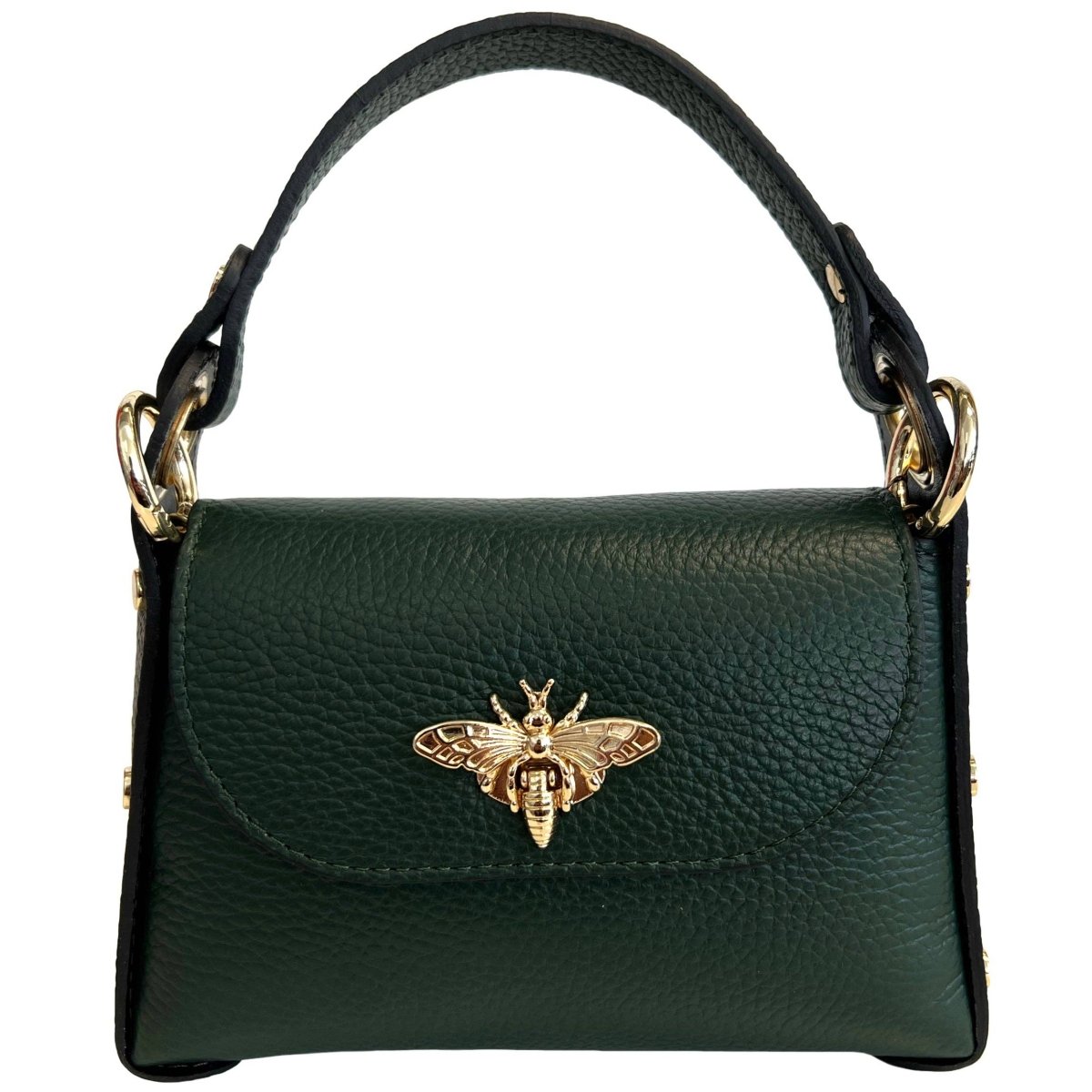 Italian Leather Mini Bag with Bee Closure - The Aegean Aviary