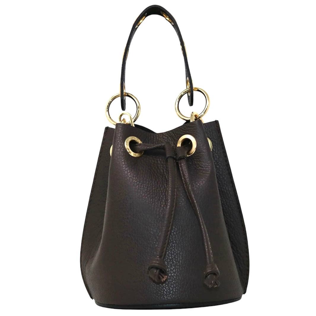 Italian Leather Ring - Handle Bucket Bag - The Aegean Aviary