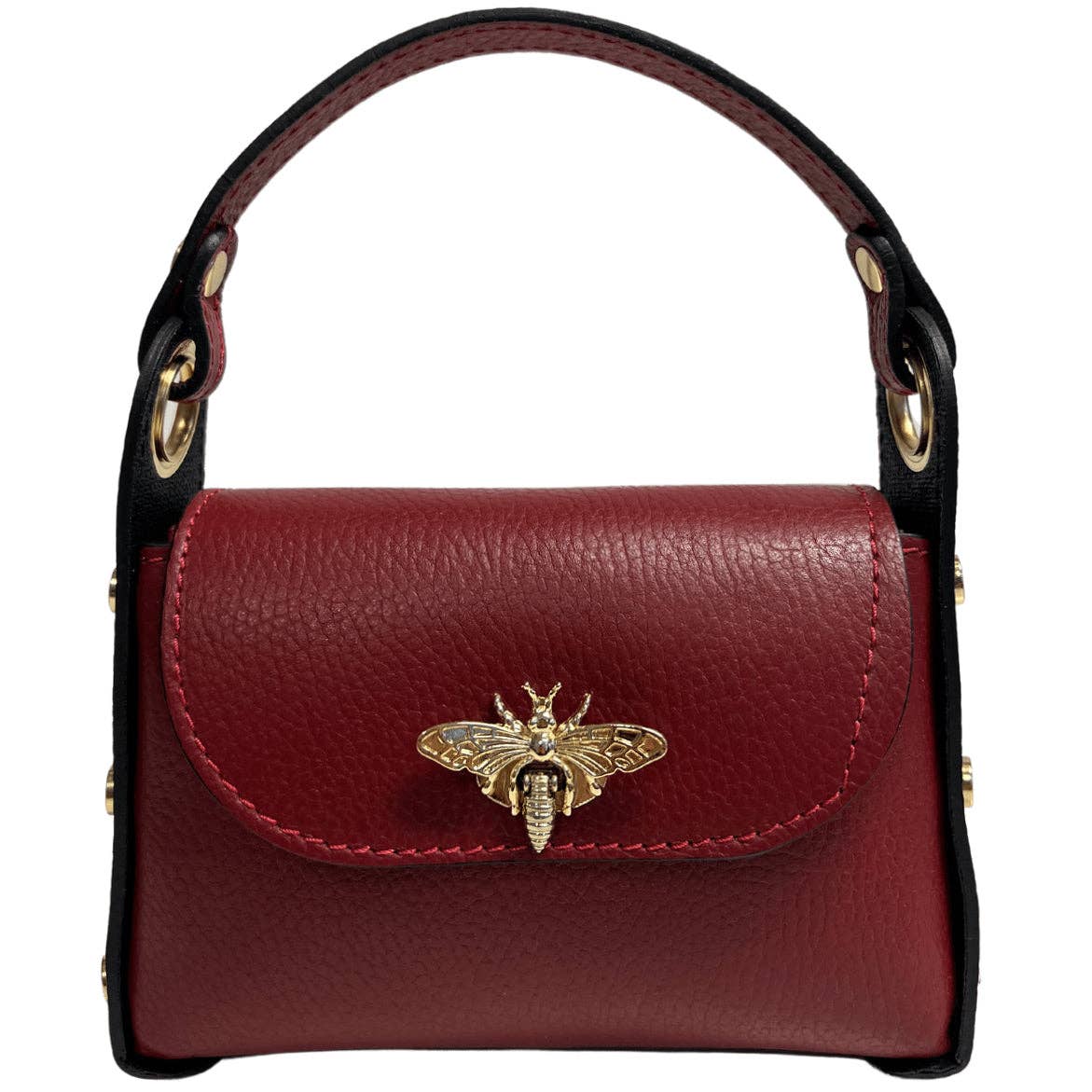 Italian Leather Mini Bag with Bee Closure - The Aegean Aviary