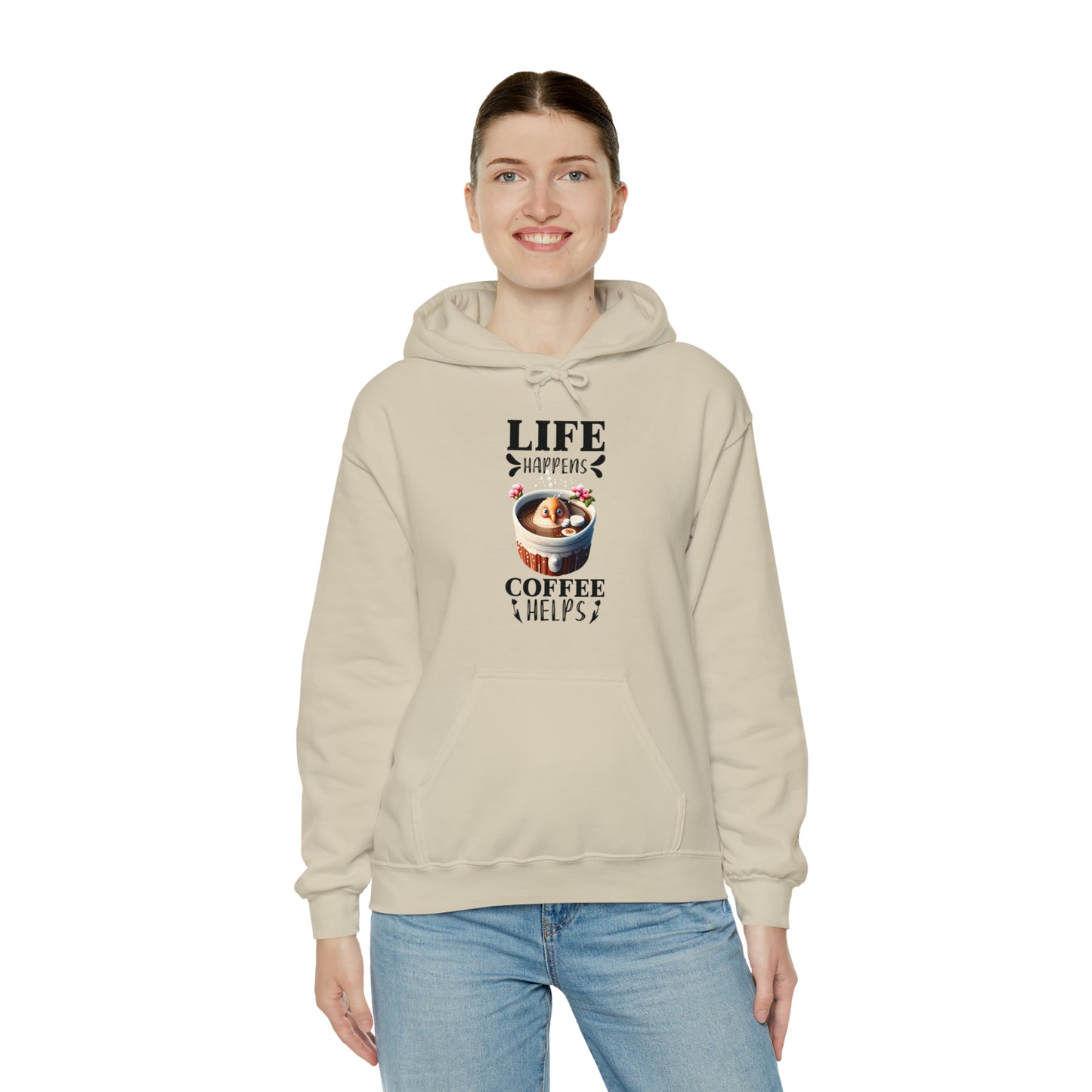 Life Happens, Coffee Helps Unisex Heavy Blend™ Hooded Sweatshirt