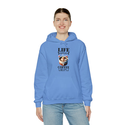 Life Happens, Coffee Helps Unisex Heavy Blend™ Hooded Sweatshirt