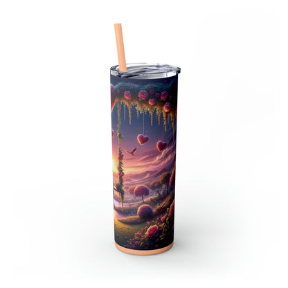 Valentine's Day Parrots Skinny Tumbler with Straw, 20oz