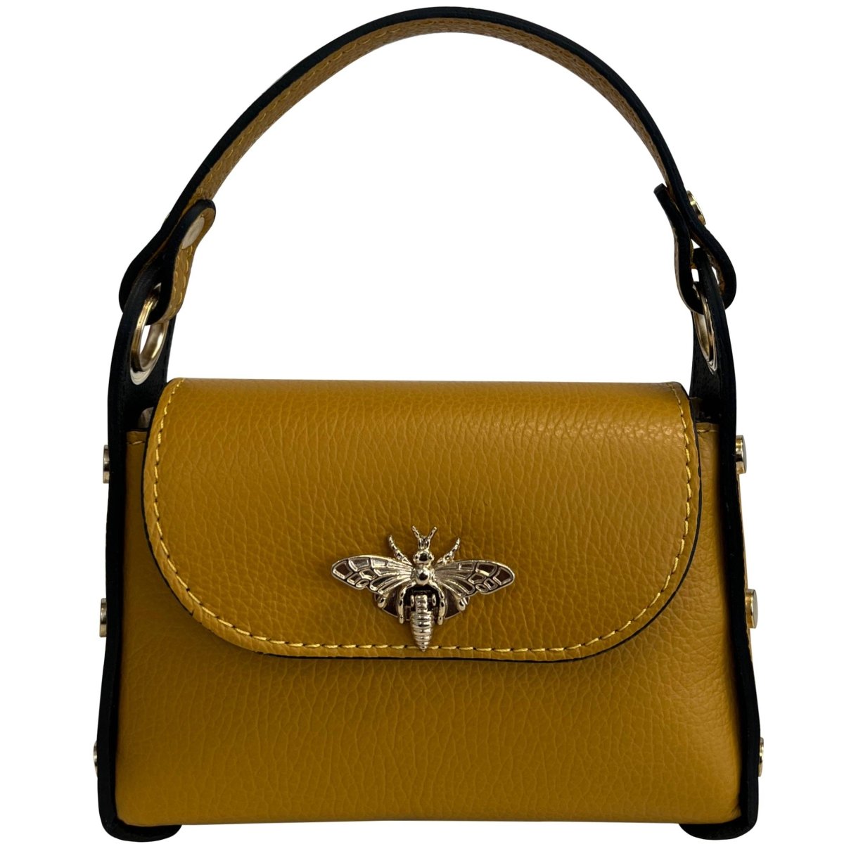 Italian Leather Mini Bag with Bee Closure - The Aegean Aviary