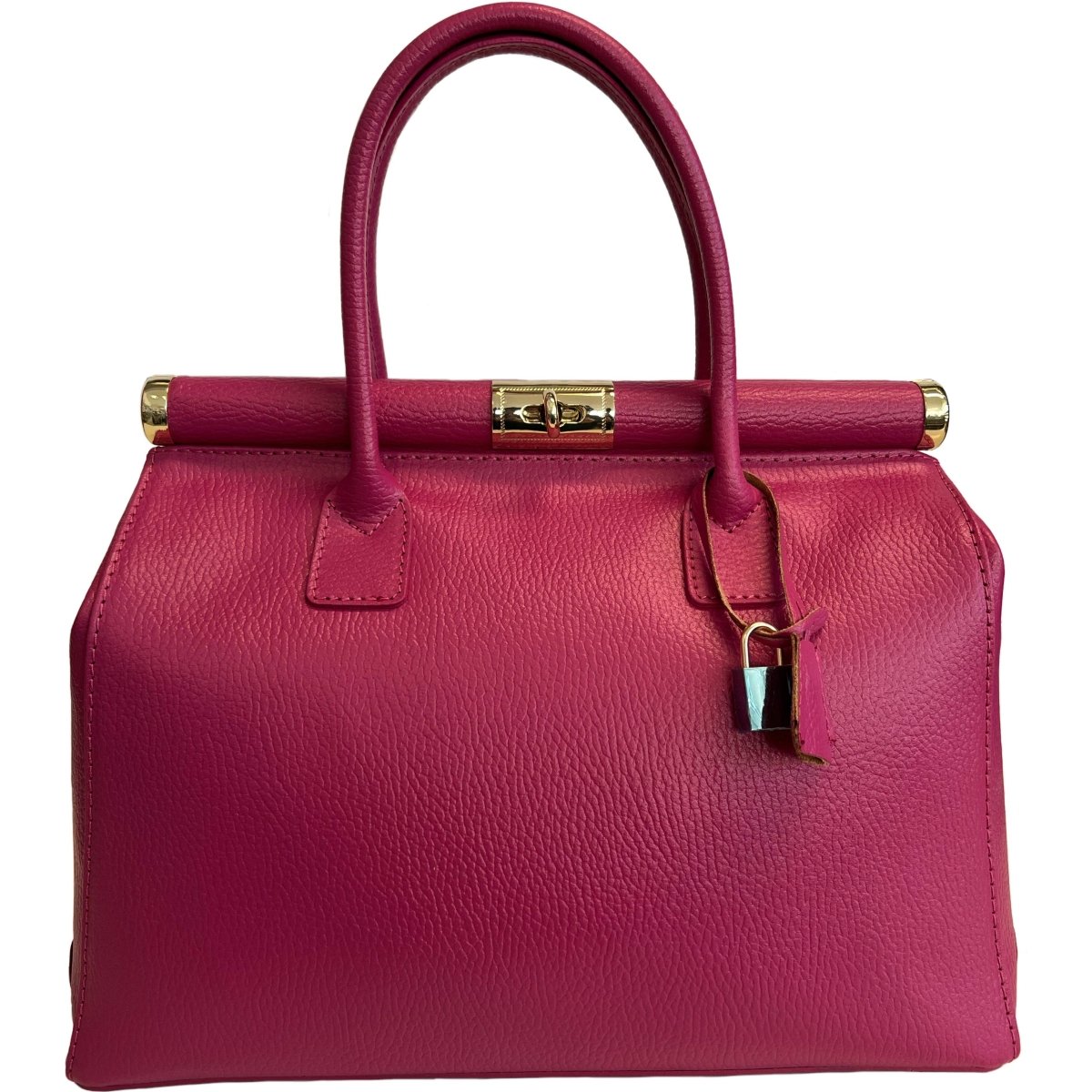 Italian Leather Structured Handbag with Shoulder Strap - The Aegean Aviary