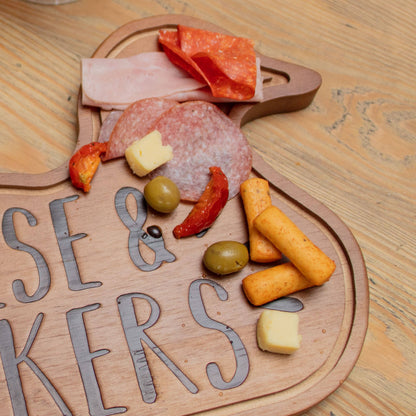 Wooden Charcuterie Board - Cheese & Quackers