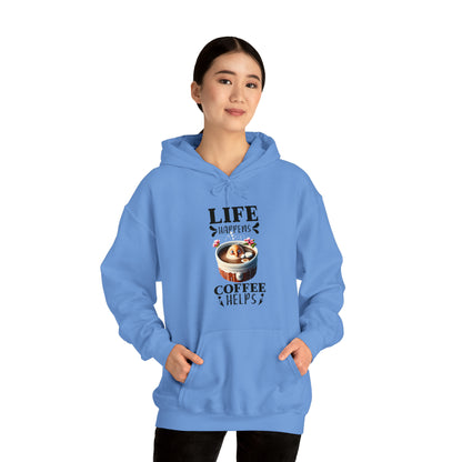 Life Happens, Coffee Helps Unisex Heavy Blend™ Hooded Sweatshirt