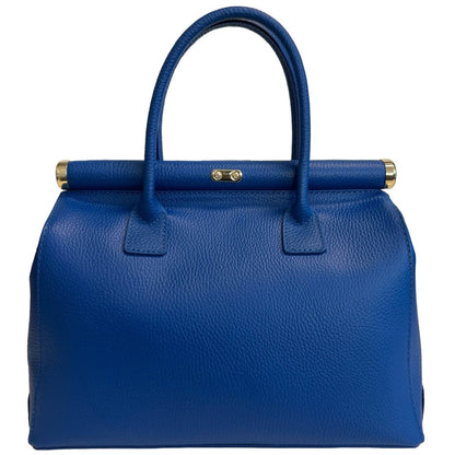 Italian Leather Structured Handbag with Shoulder Strap - The Aegean Aviary