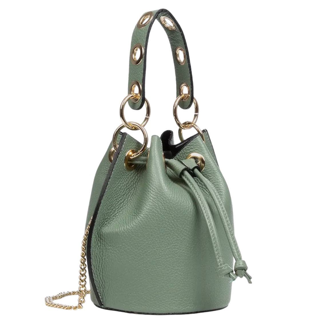 Italian Leather Ring - Handle Bucket Bag - The Aegean Aviary