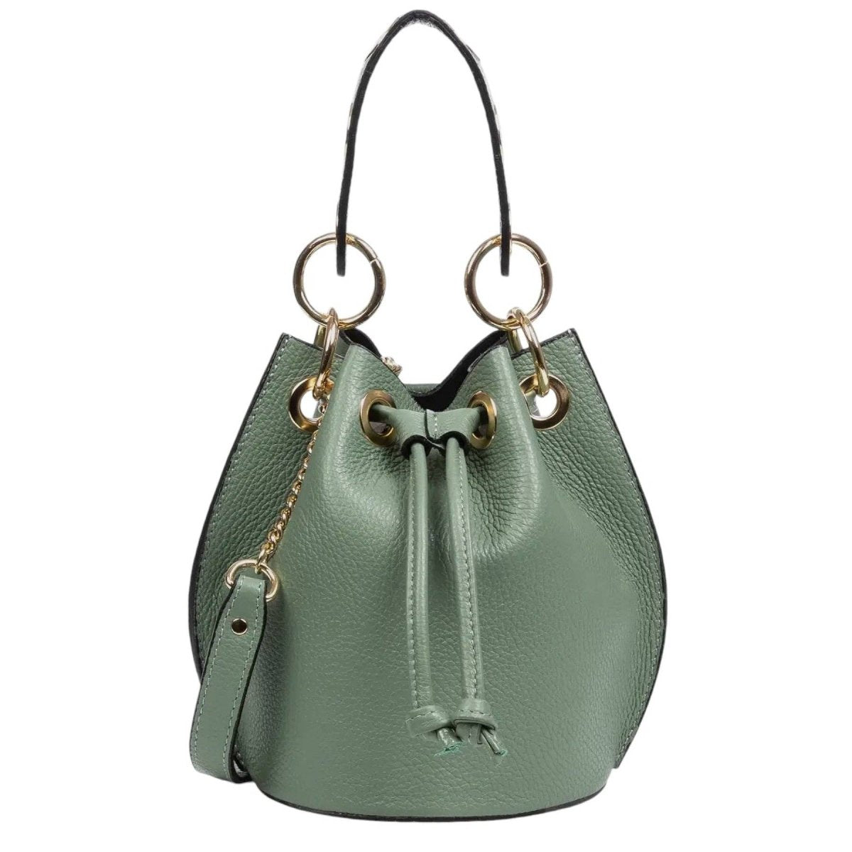 Italian Leather Ring - Handle Bucket Bag - The Aegean Aviary