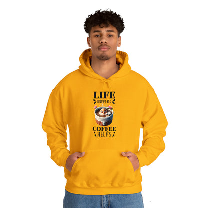 Life Happens, Coffee Helps Unisex Heavy Blend™ Hooded Sweatshirt