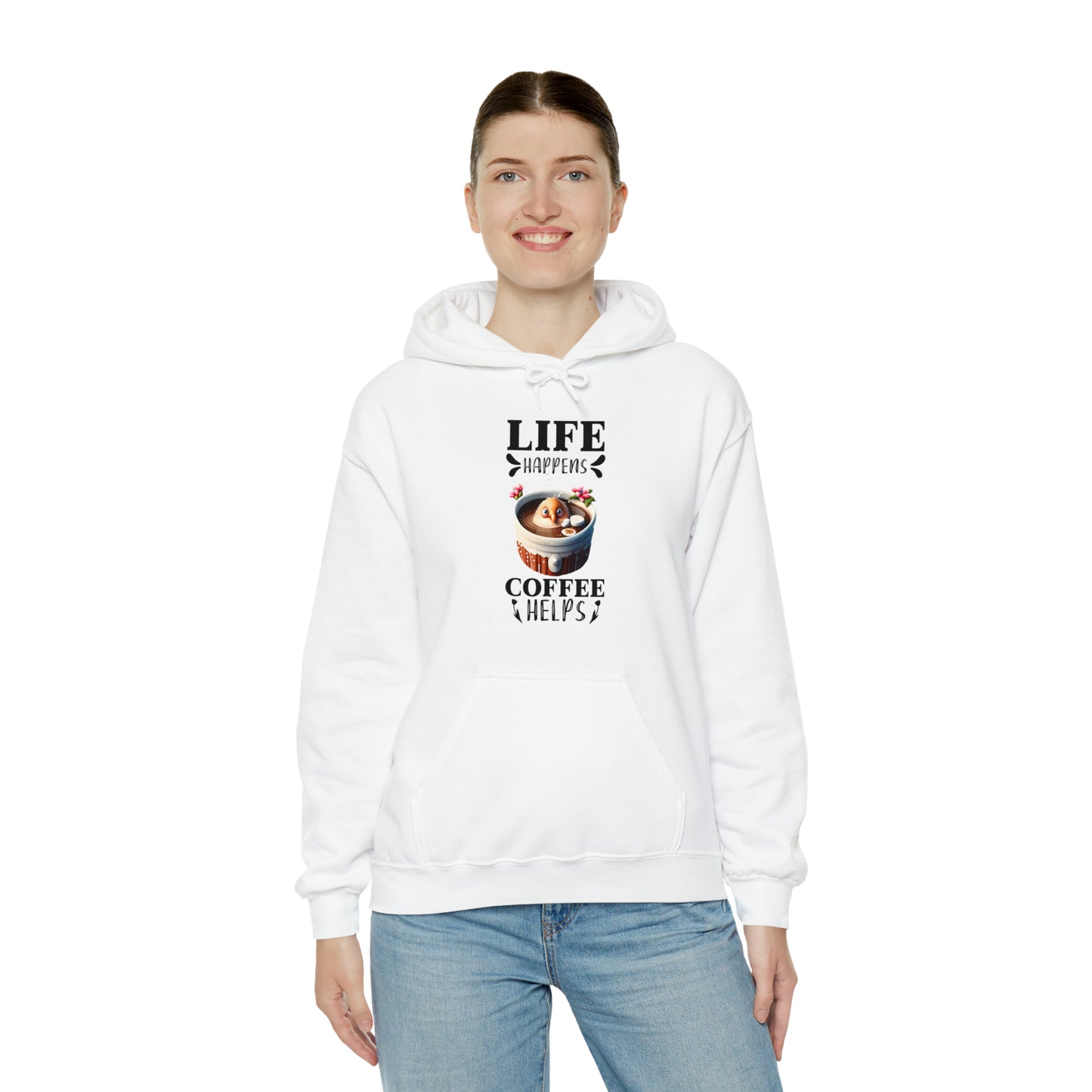 Life Happens, Coffee Helps Unisex Heavy Blend™ Hooded Sweatshirt