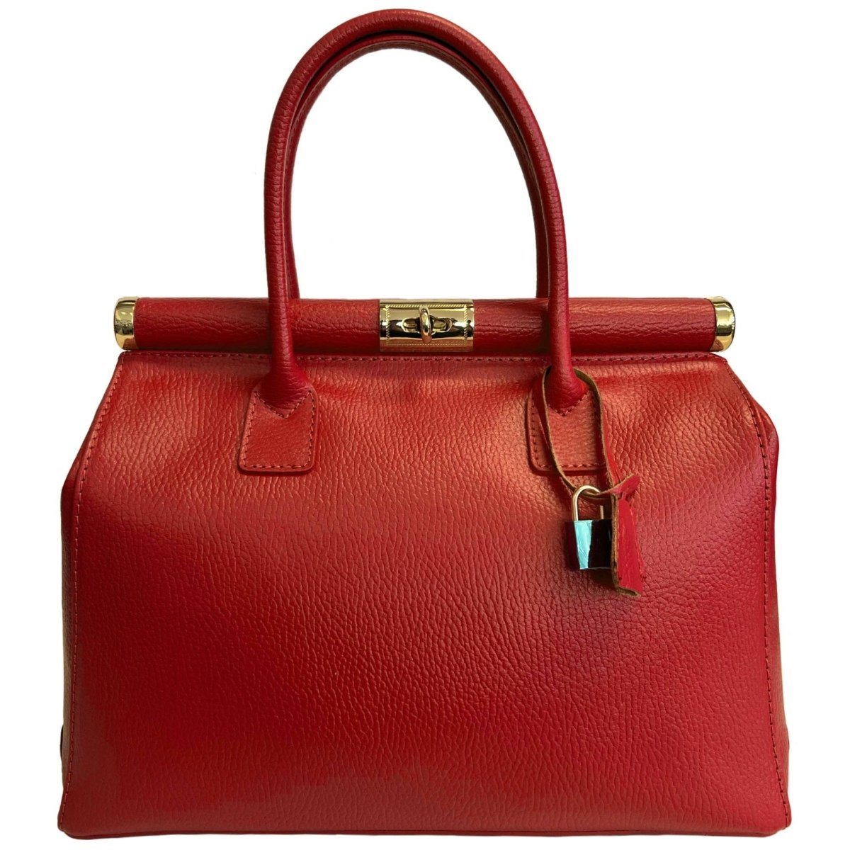 Italian Leather Structured Handbag with Shoulder Strap - The Aegean Aviary