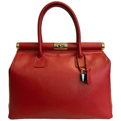 Italian Leather Structured Handbag with Shoulder Strap - The Aegean Aviary