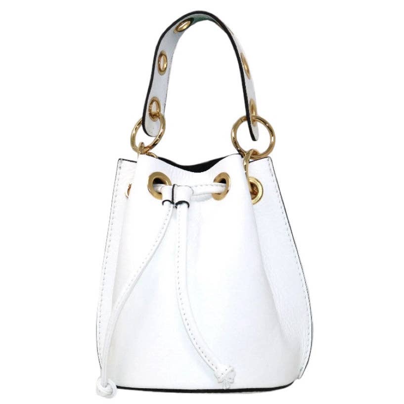 Italian Leather Ring - Handle Bucket Bag - The Aegean Aviary