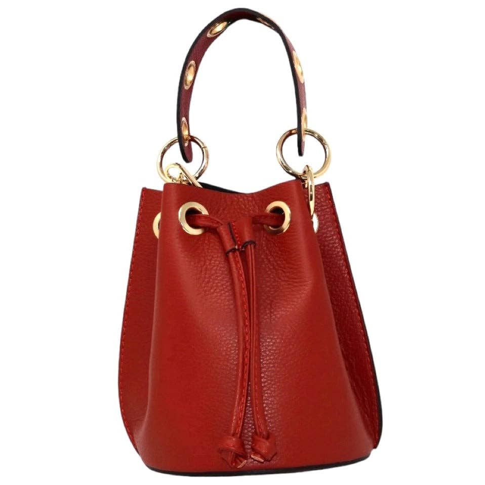 Italian Leather Ring - Handle Bucket Bag - The Aegean Aviary