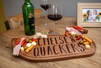 Wooden Charcuterie Board - Cheese & Quackers