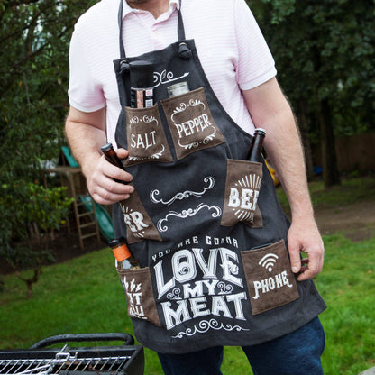 Men's Canvas BBQ Apron - Gifts For Him - Father's Day Gifts