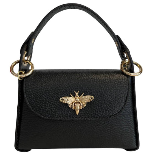 Italian Leather Mini Bag with Bee Closure - The Aegean Aviary