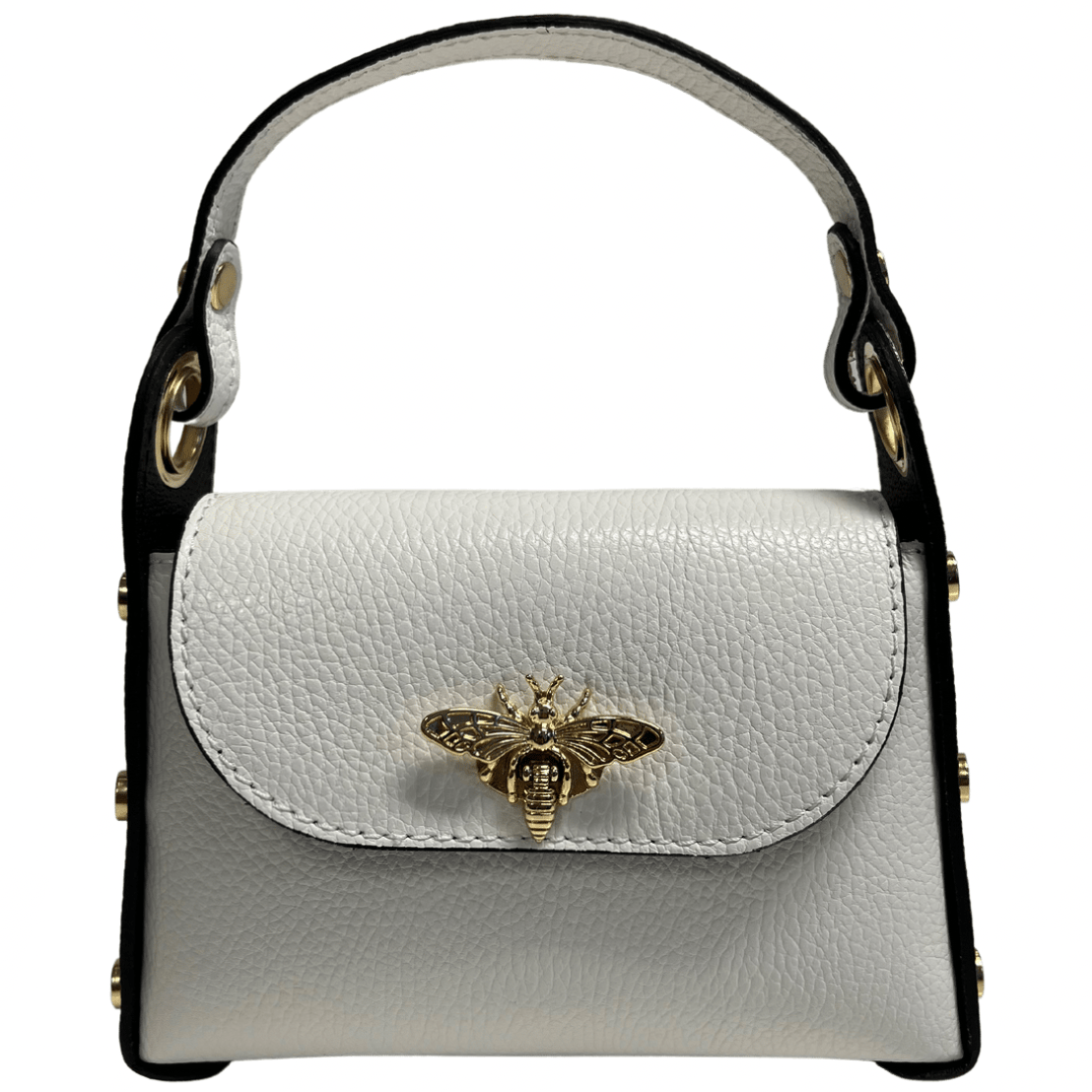 Italian Leather Mini Bag with Bee Closure - The Aegean Aviary