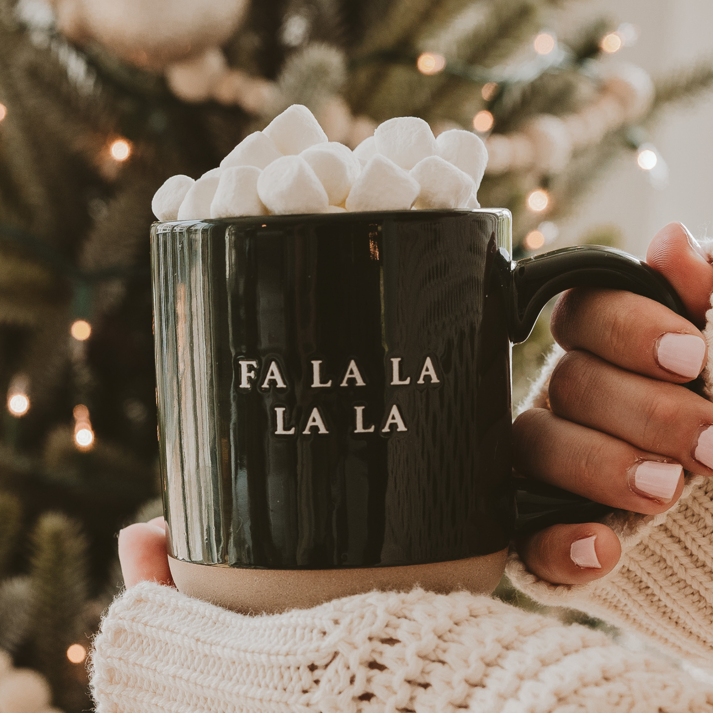 Fa La La Stoneware Coffee Mug - Christmas Decor & Gifts