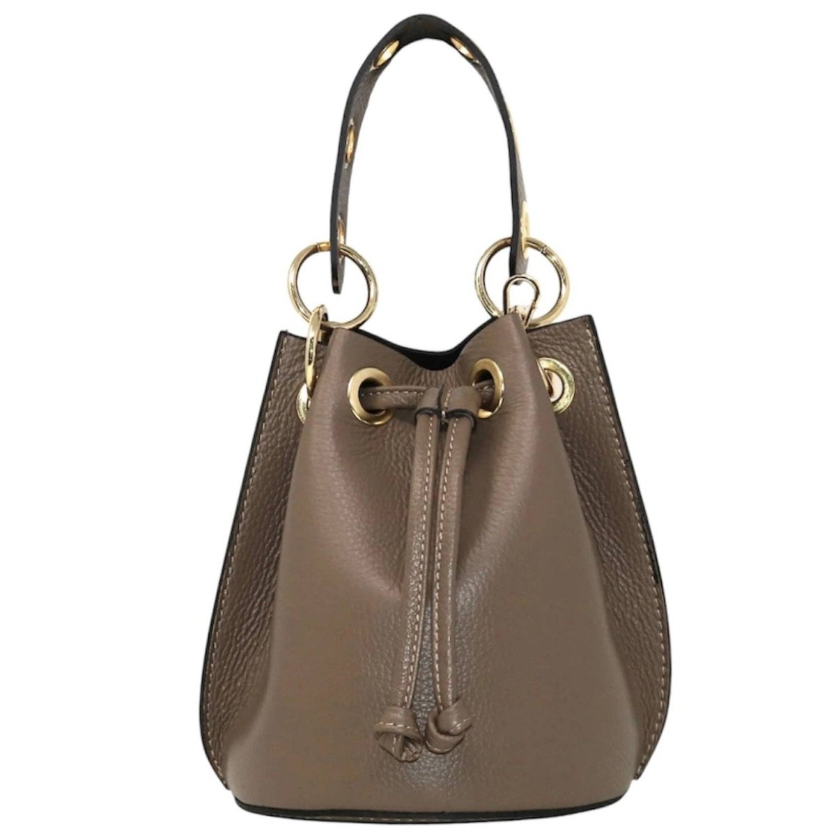 Italian Leather Ring - Handle Bucket Bag - The Aegean Aviary