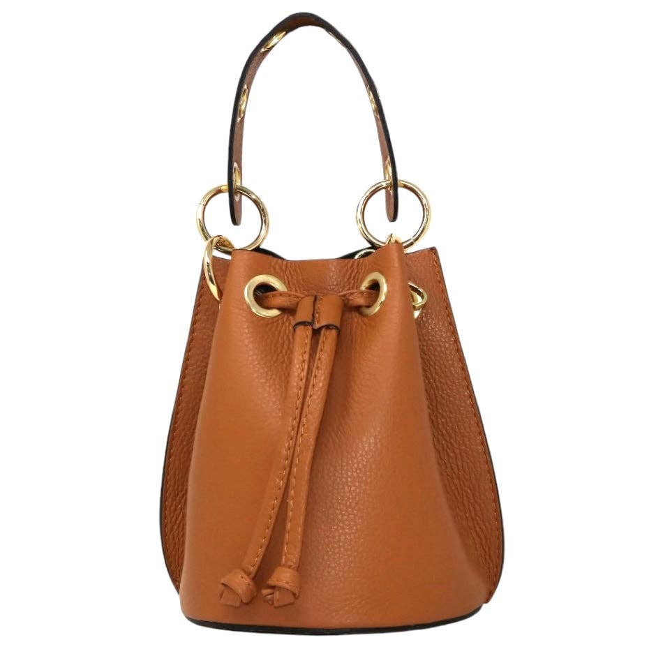 Italian Leather Ring - Handle Bucket Bag - The Aegean Aviary