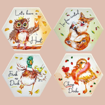 Ceramic Coaster Set - Party Animals