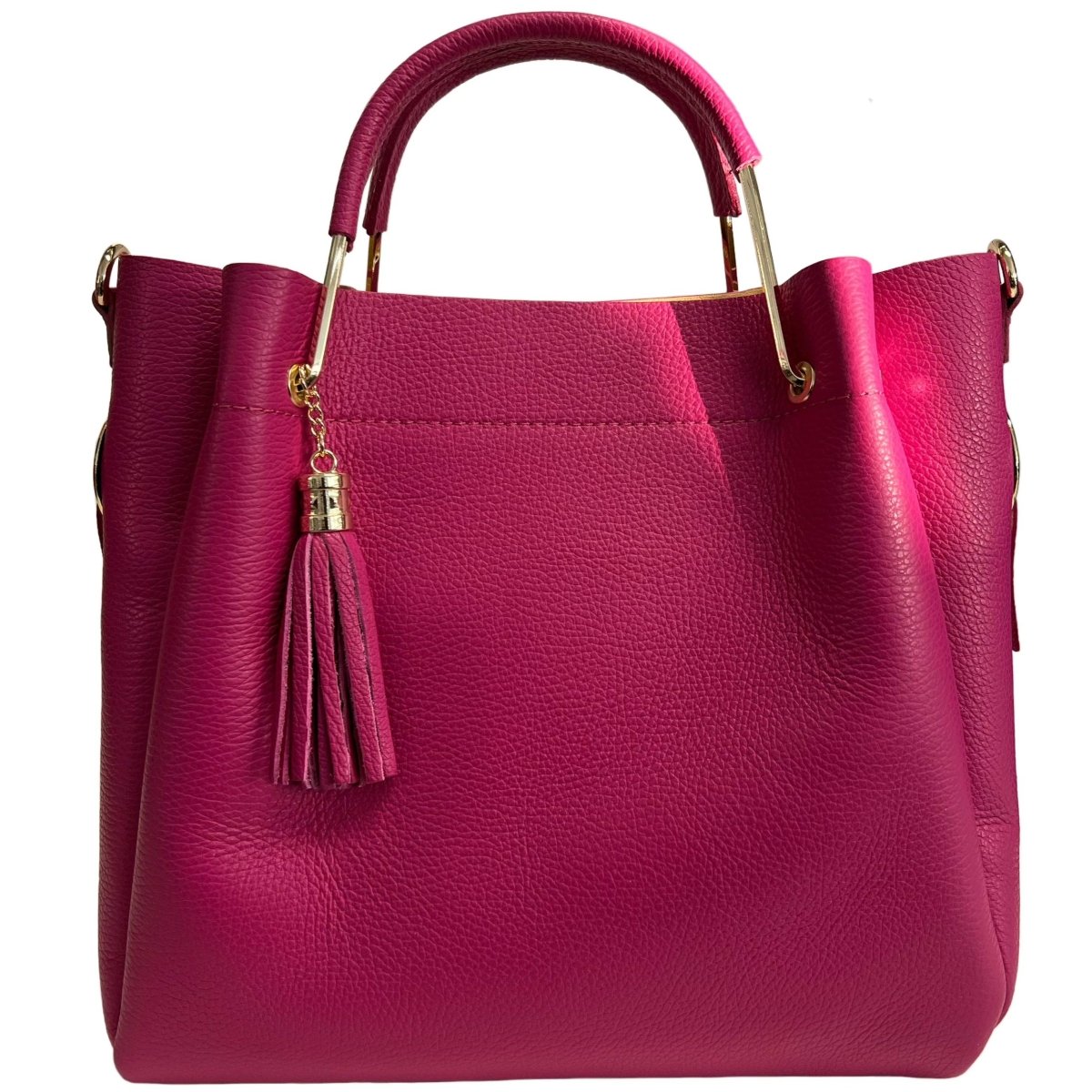 Italian Leather Bucket Bag with Inner Pouch - The Aegean Aviary