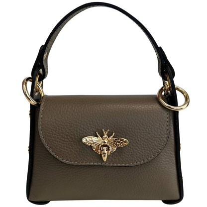 Italian Leather Mini Bag with Bee Closure - The Aegean Aviary