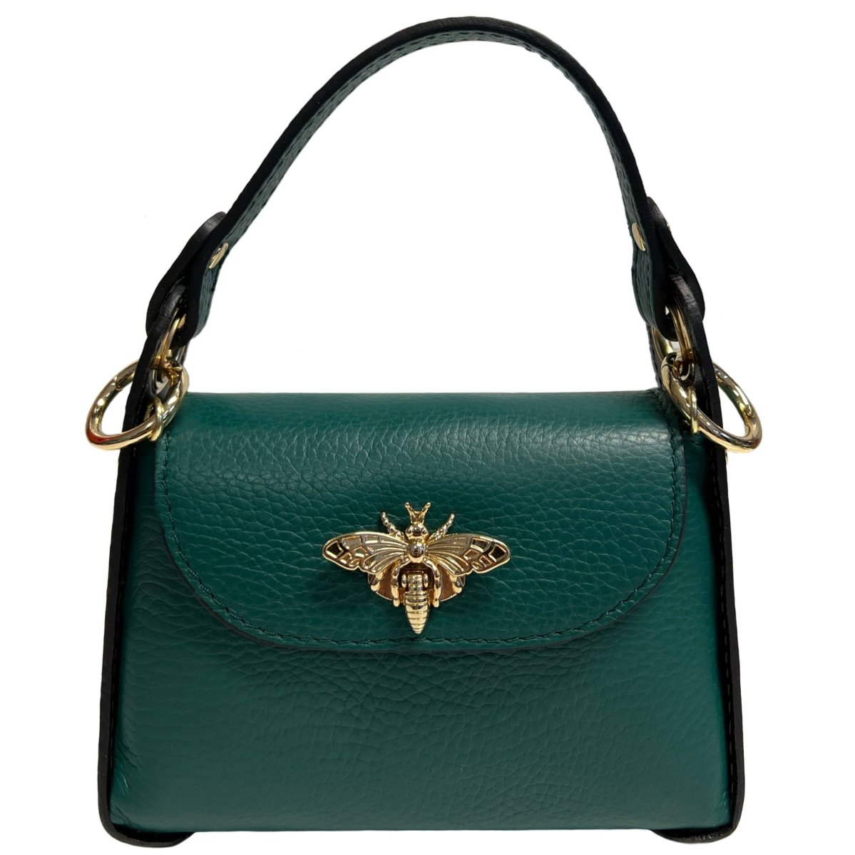 Italian Leather Mini Bag with Bee Closure - The Aegean Aviary