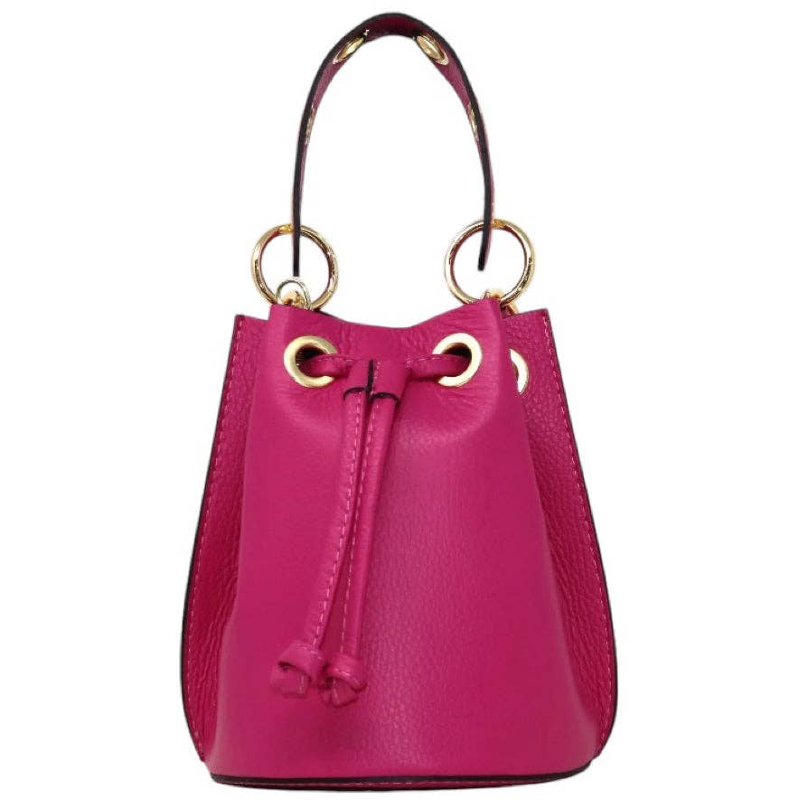 Italian Leather Ring - Handle Bucket Bag - The Aegean Aviary