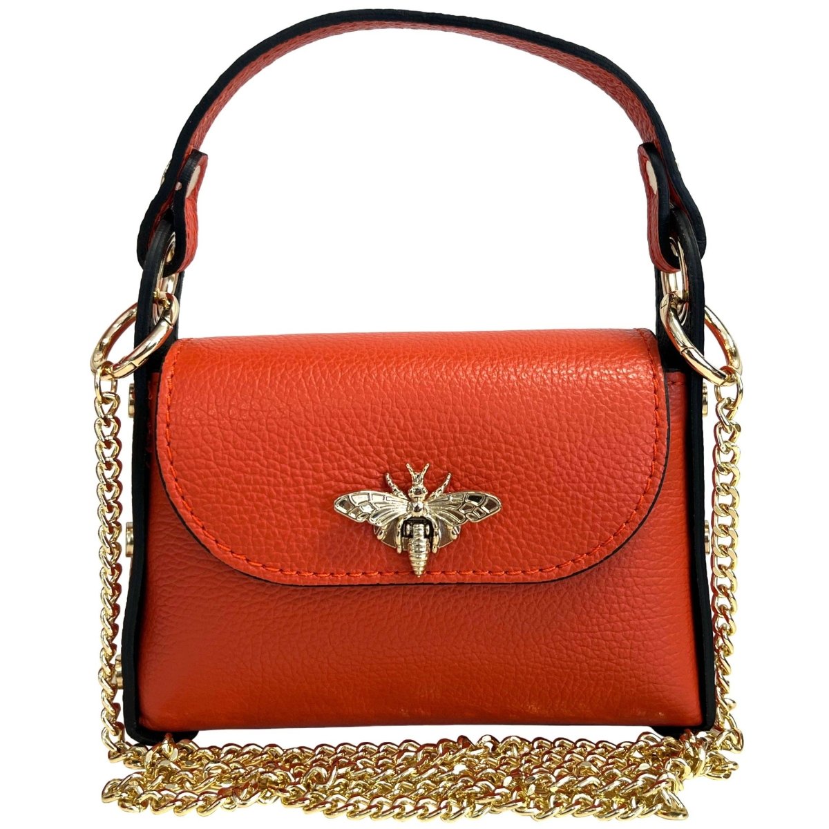 Italian Leather Mini Bag with Bee Closure - The Aegean Aviary